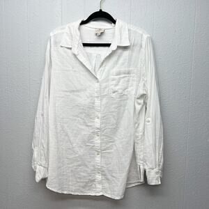 St. John's Bay Gauzy Tunic Shirt Womens XL Coastal Grandma Lagenlook Nautical